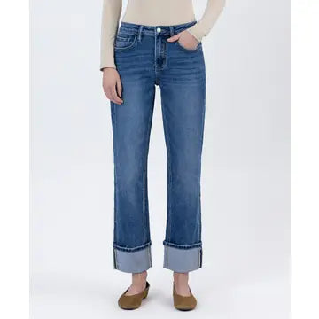 High Rise Cuff Ankle Straight