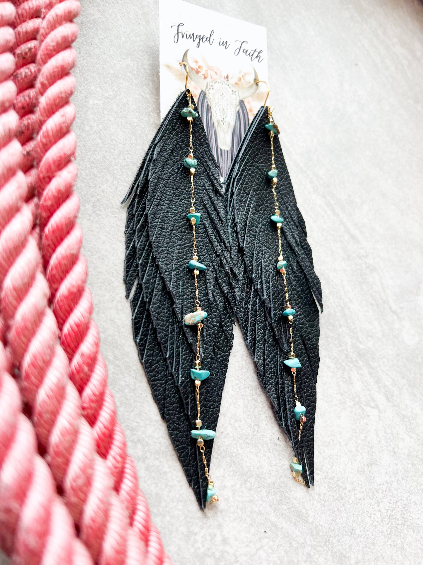 Fringed In Faith - Leather Shoulder Dusters | Black