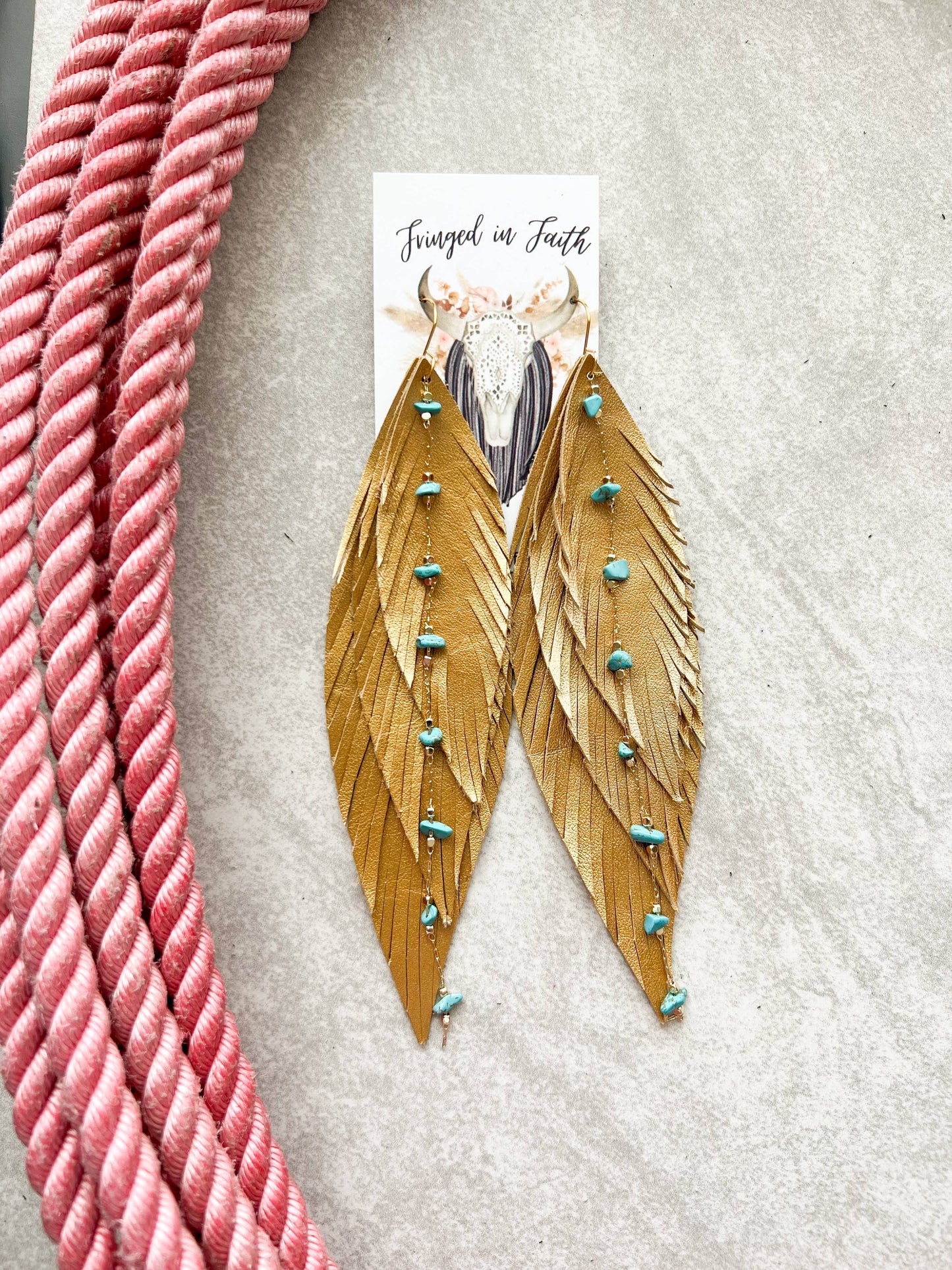 Fringed In Faith - Leather Shoulder Dusters | Gold