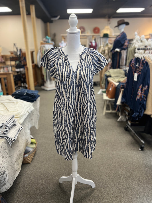 AD9286106 Linen Blend Double Flutter Mini Dress