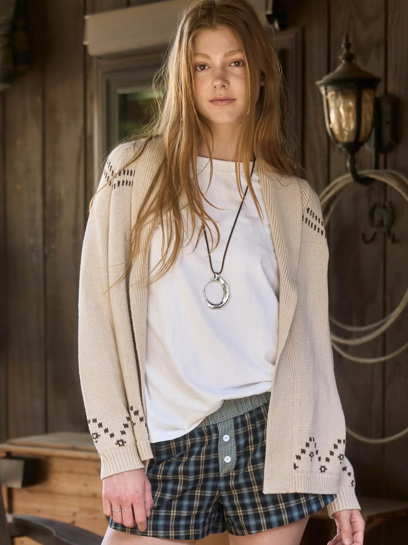 Horse Jacquard Shawl Knit Cardigan