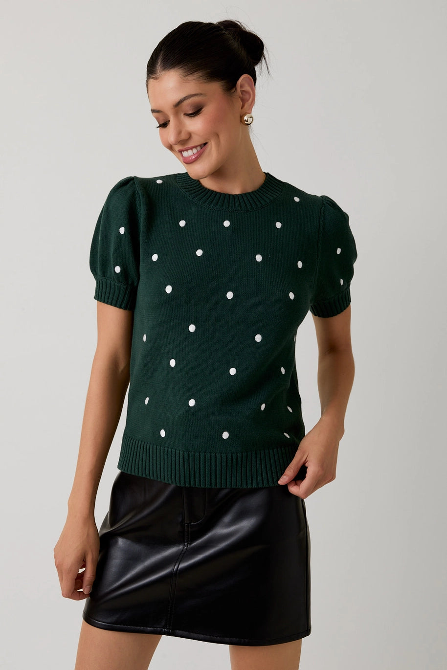 MWT10040 Polka Dot Embroidered Sweater