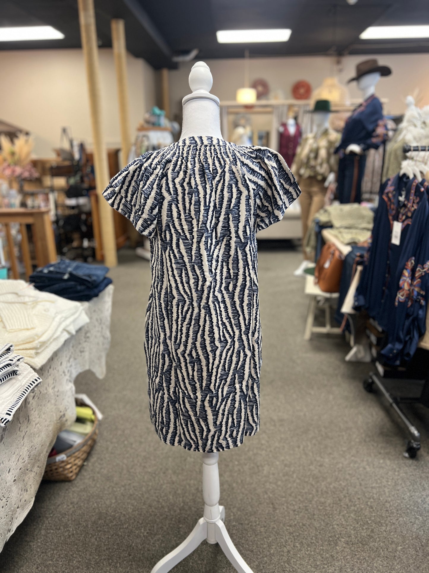 AD9286106 Linen Blend Double Flutter Mini Dress