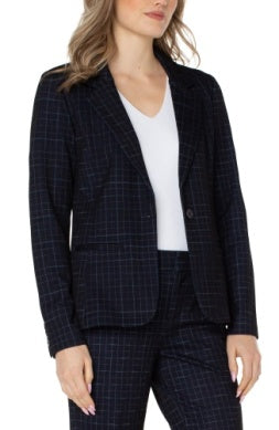 fitted blazer navy windowpane