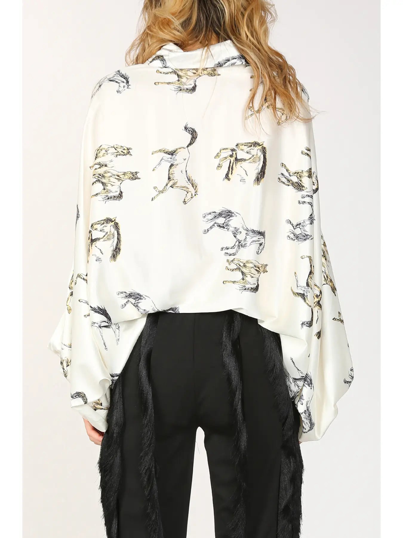 MC2137 Horse Printed Satin Blouse