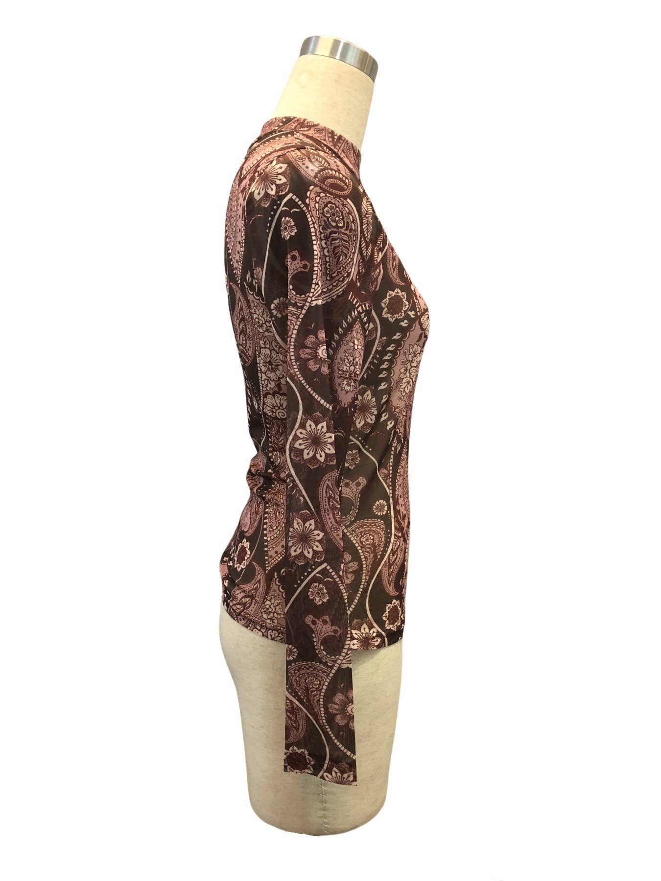 Paisley Print Mesh Top