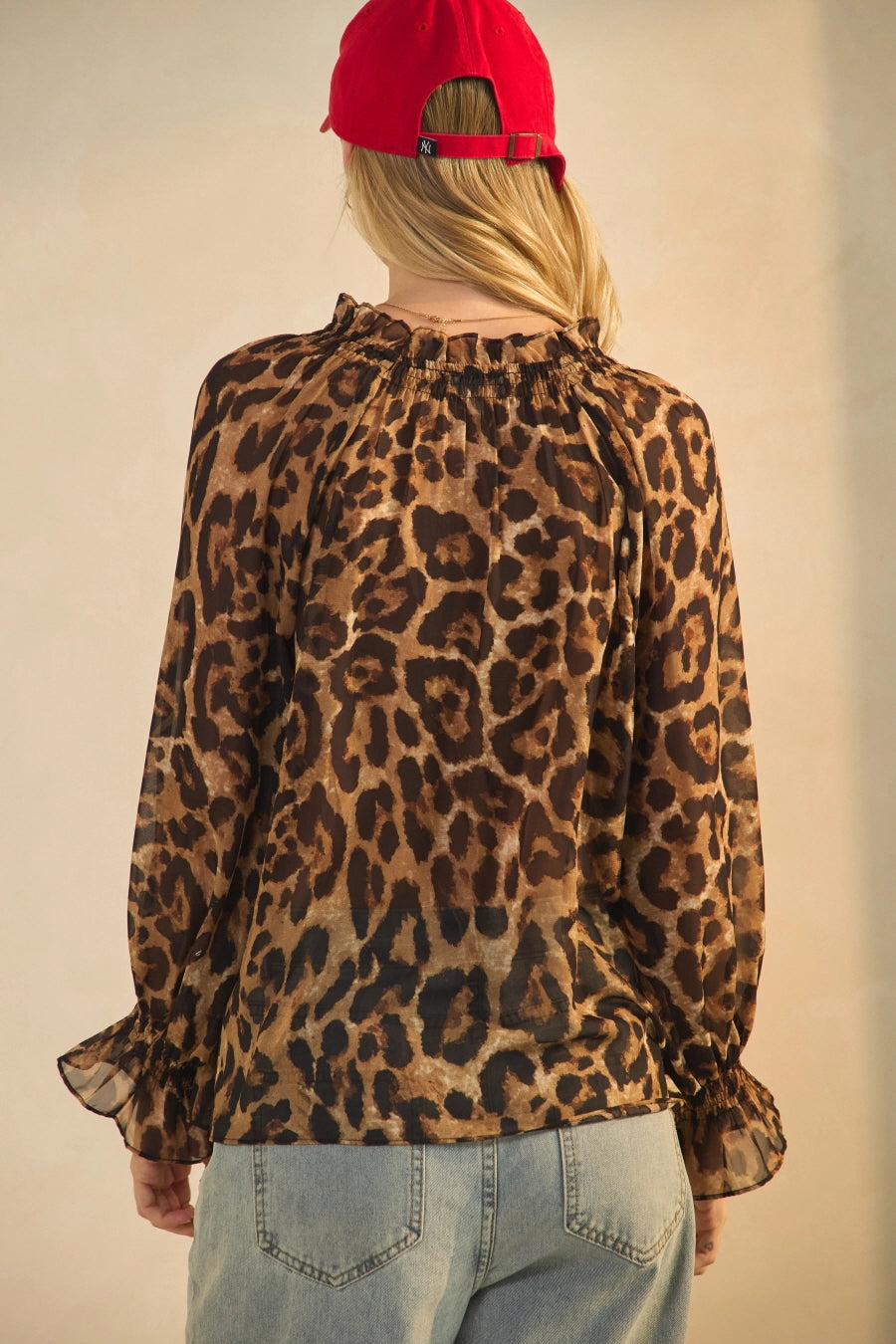 IT18551 Sheer Leopard Blouse