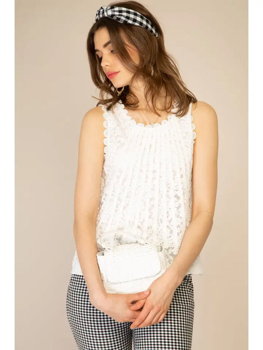 80825 Anais Sleeveless Lace Top White