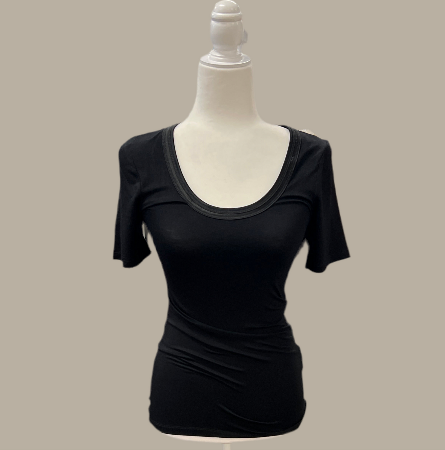 Black Tee w/ Ribbon neckline