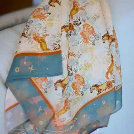Wild Horses Mustang Meadow Silk Scarf