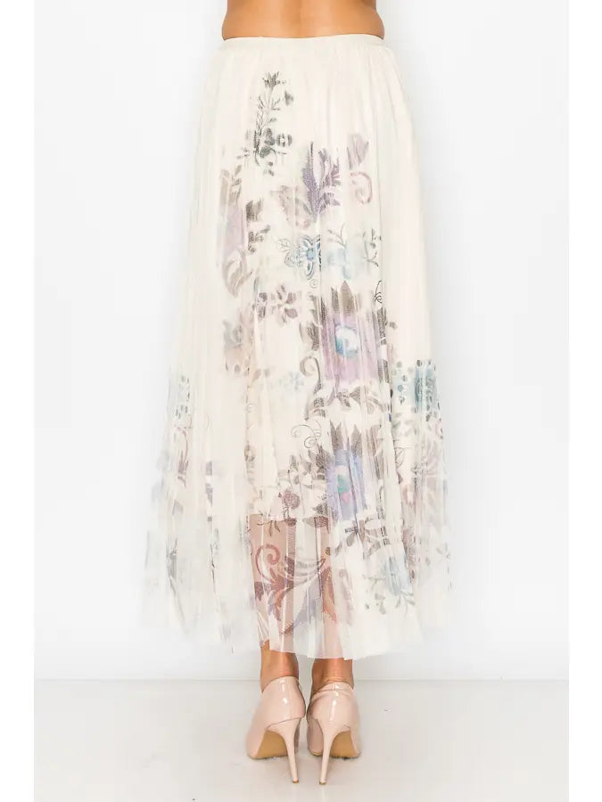 Ivory Tulle Floral Skirt