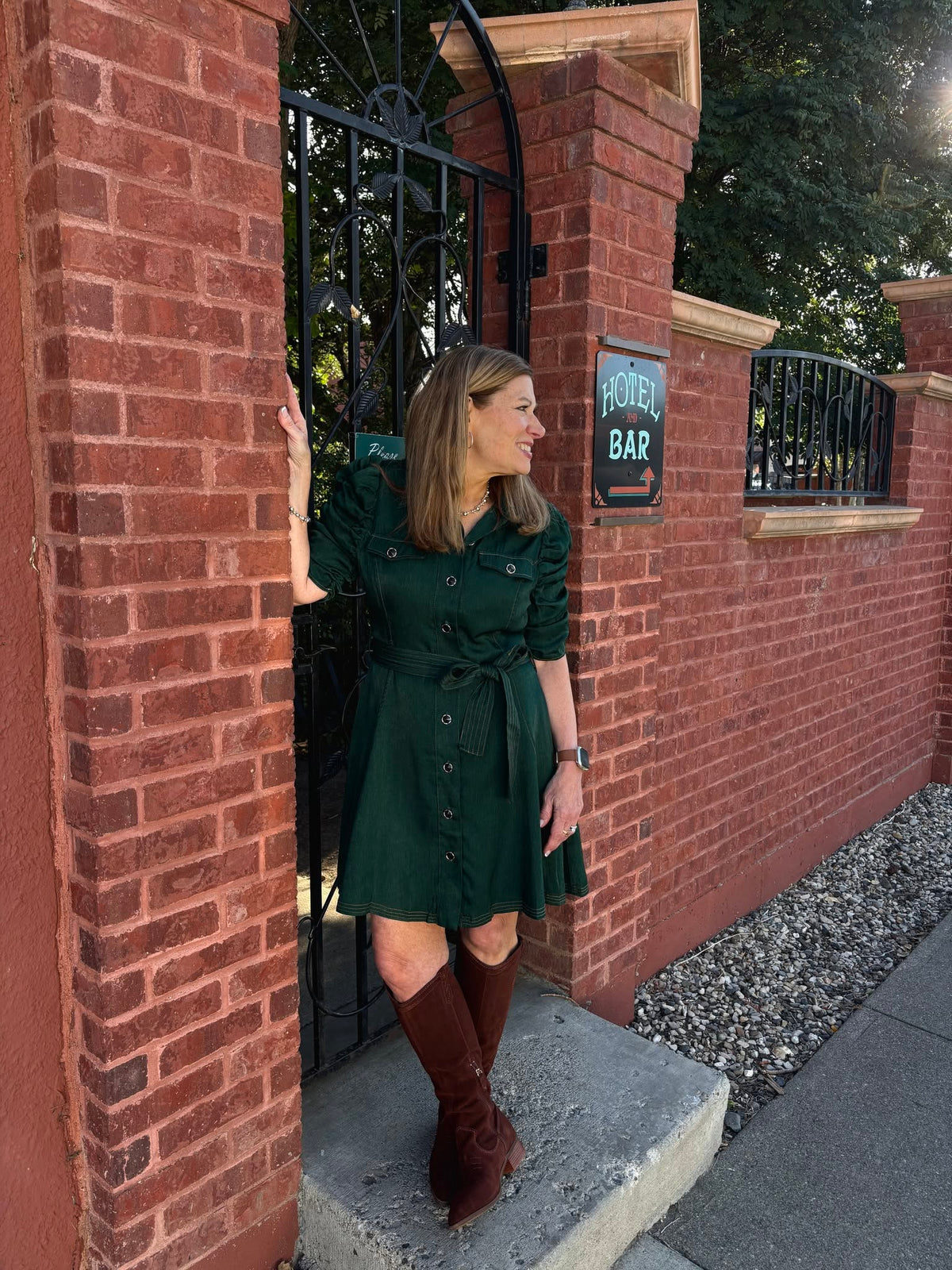 Ruched Slv Mini Shirt Dress