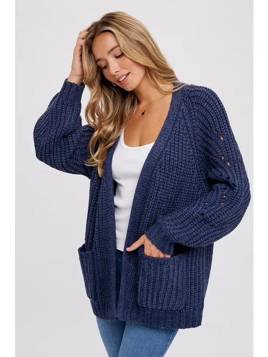 Chunky Open Cardigan Navy