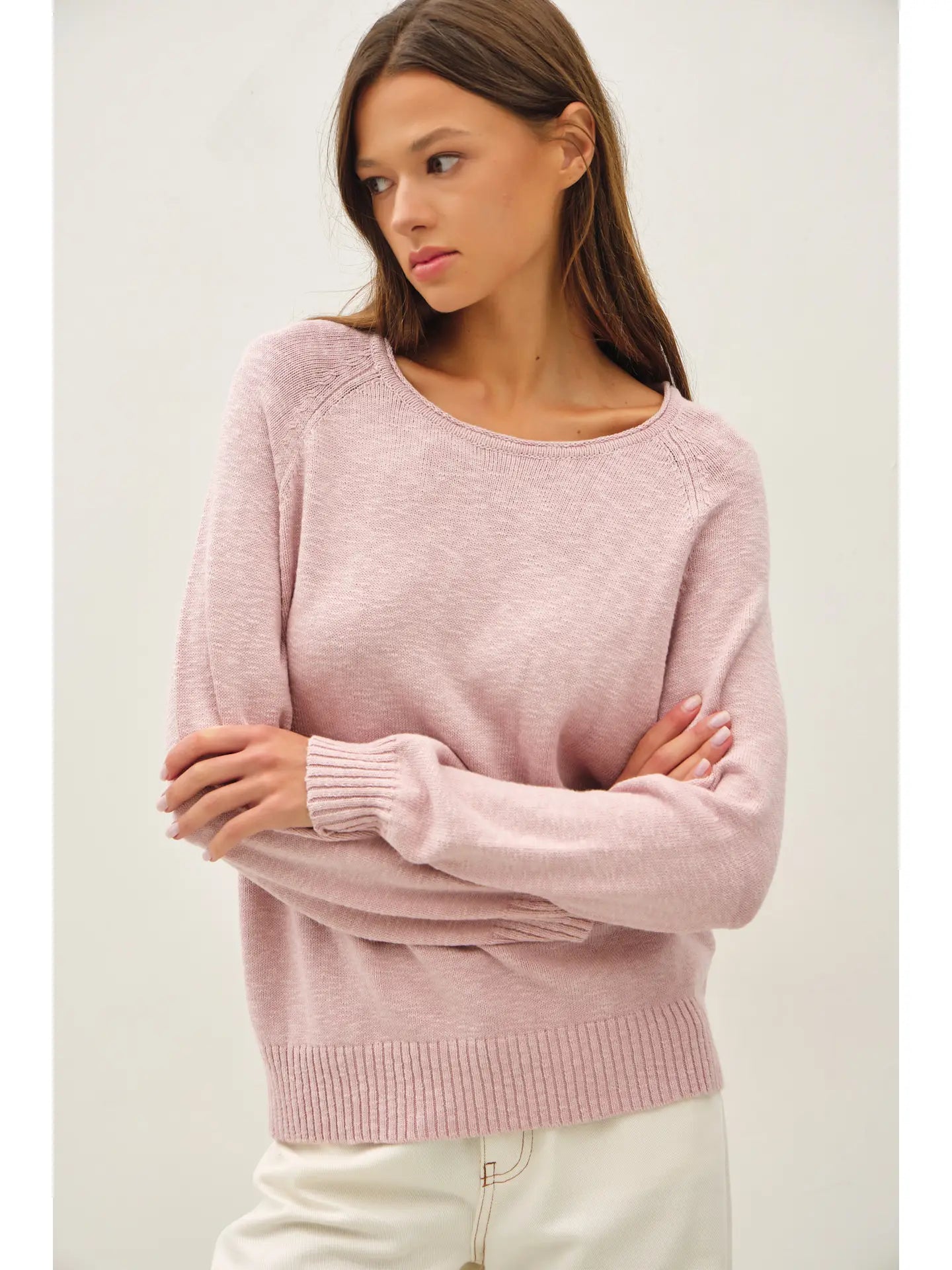 Slub Sweater in Dusty Pink
