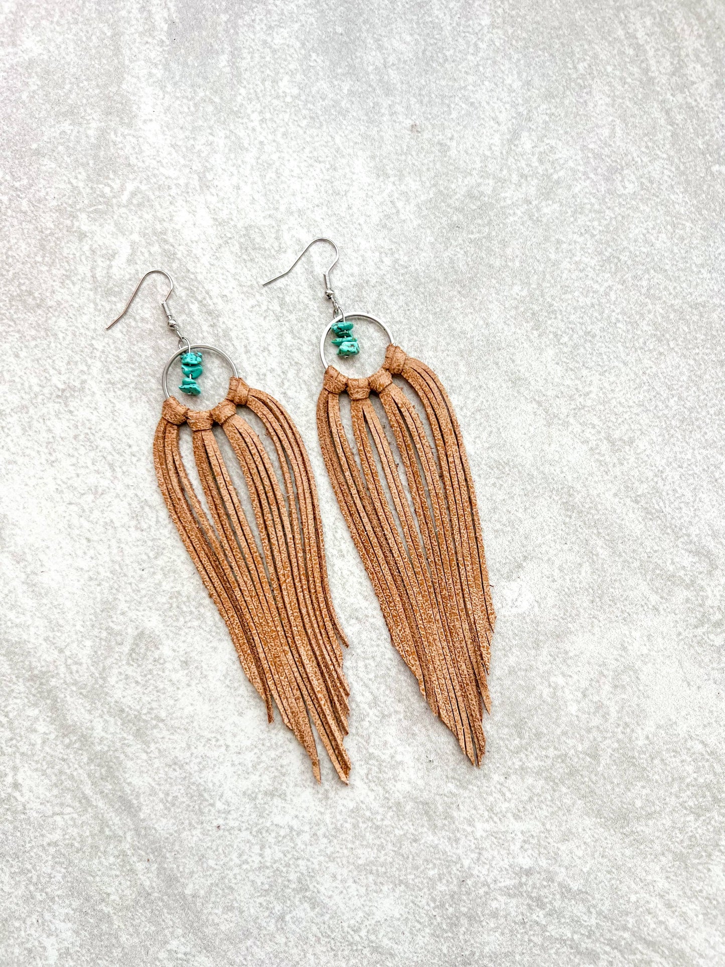 Fringed In Faith - Bozeman Fringe Earrings w/ Turquoise Beads