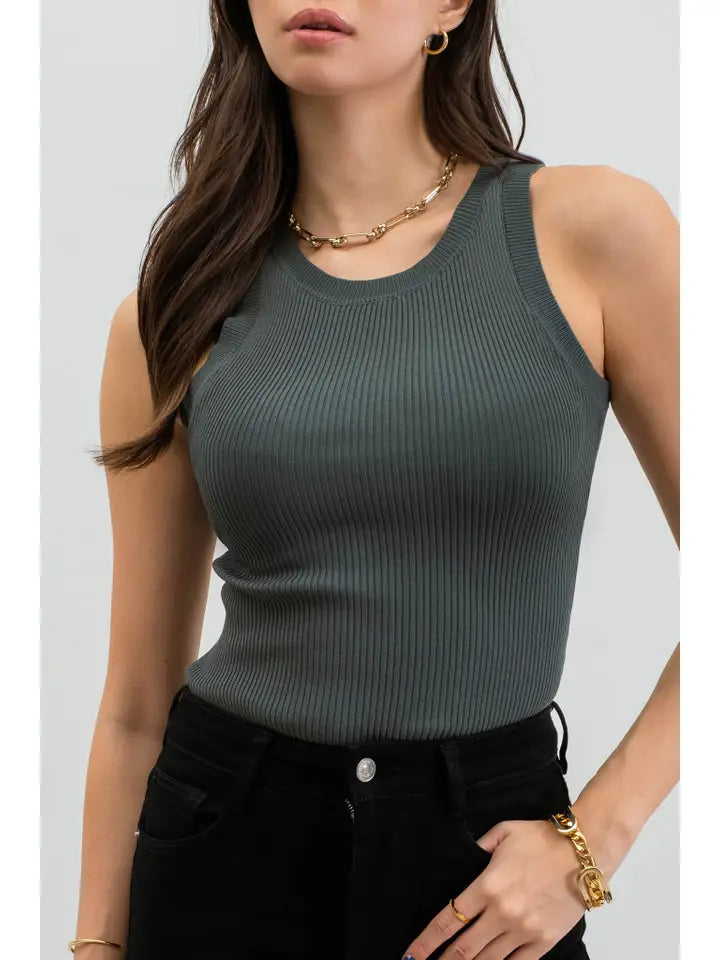 CR2116 Round Neck Knit Tank