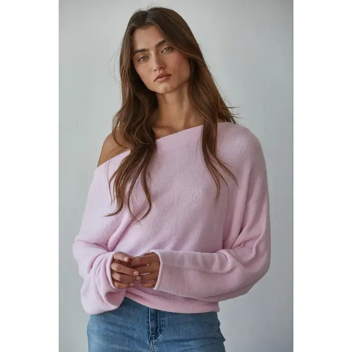Knit Sweater Boatneck -Pink