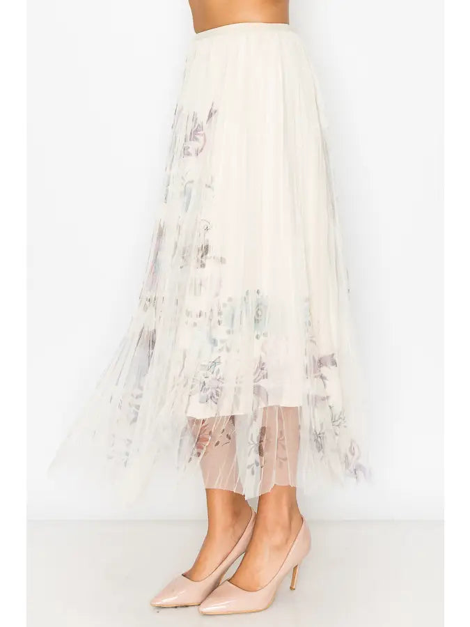 Ivory Tulle Floral Skirt