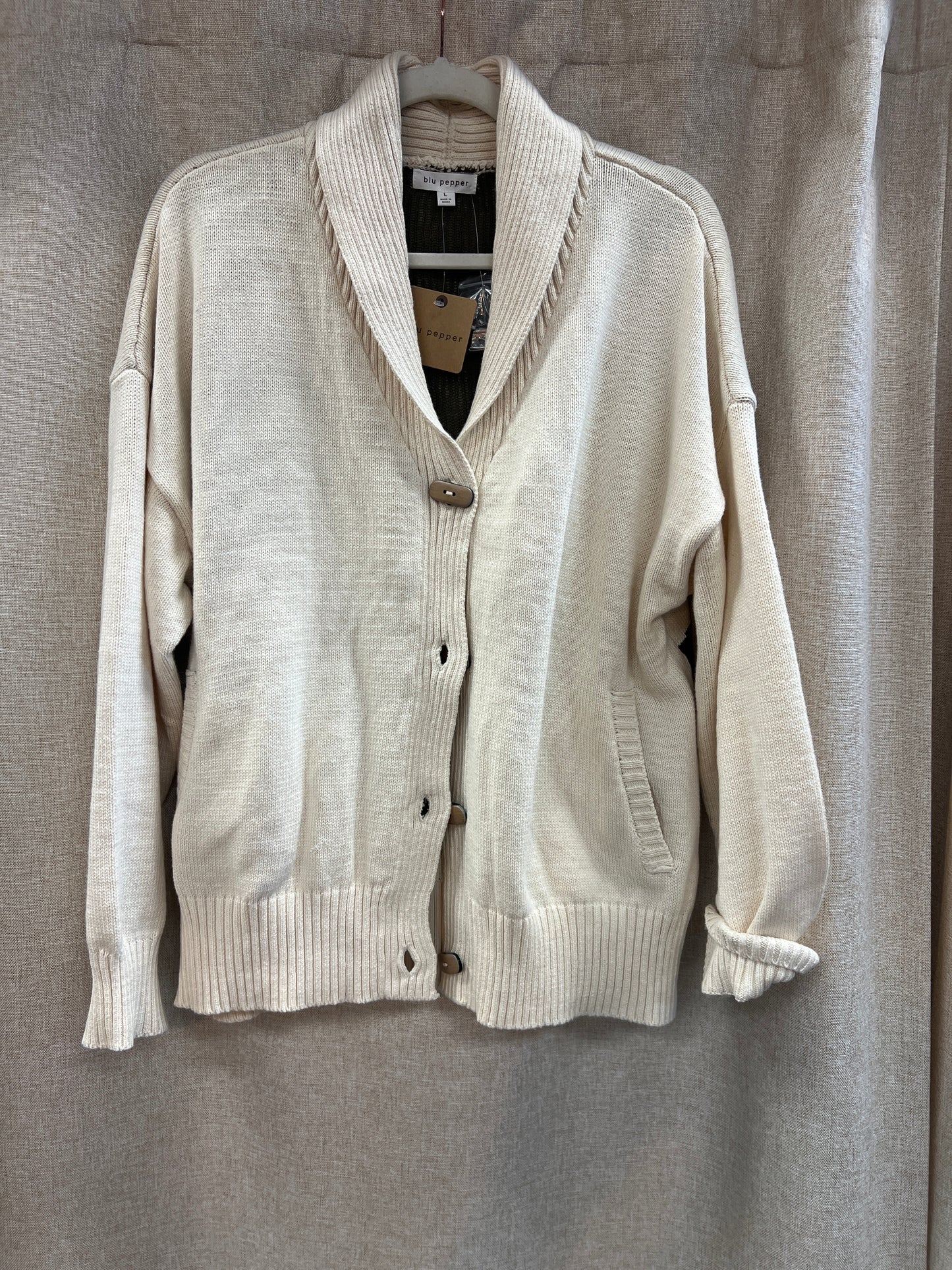 Jacquard toggle button cardigan