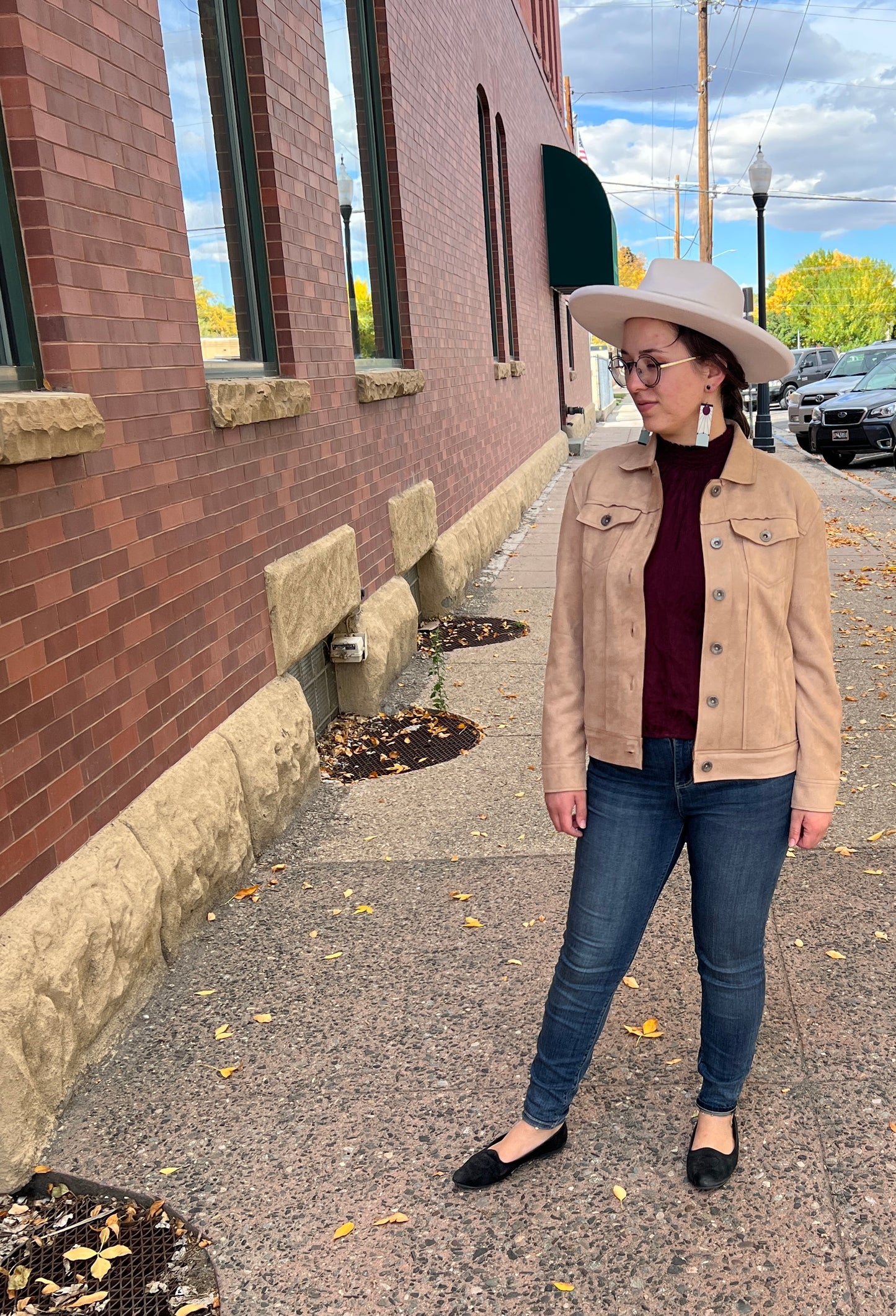 194420 Faux Suede Jacket Cowboy Tan