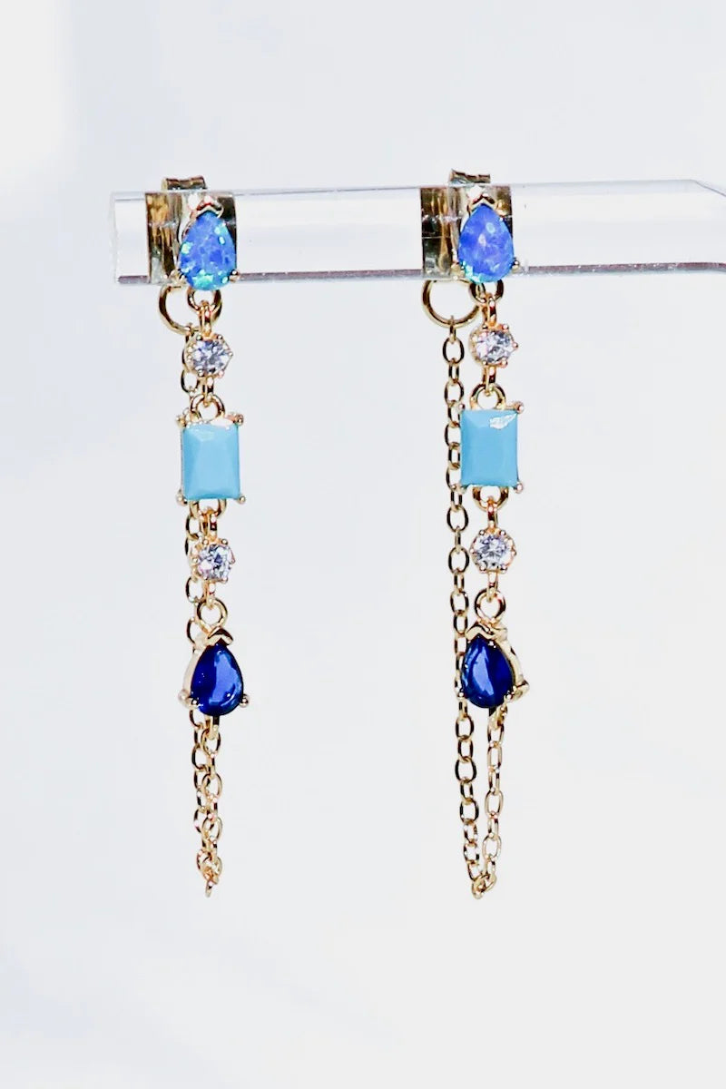 Droplet Chain Earrings- Turquoise