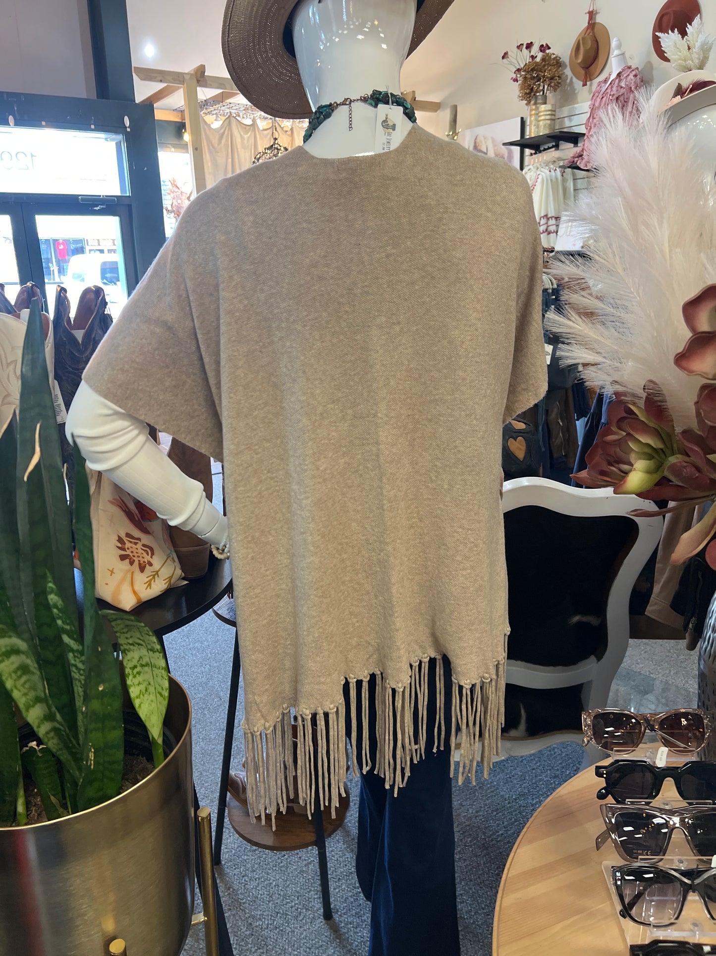 25315 Belted Fringe Cardigan