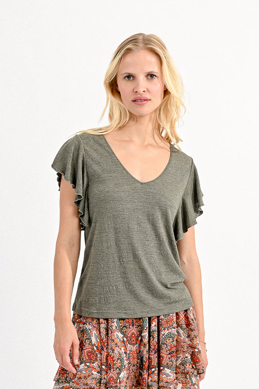 E1615CP Vneck Soft Tee Khaki