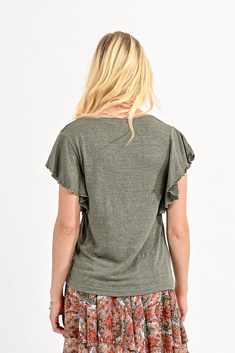 E1615CP Vneck Soft Tee Khaki