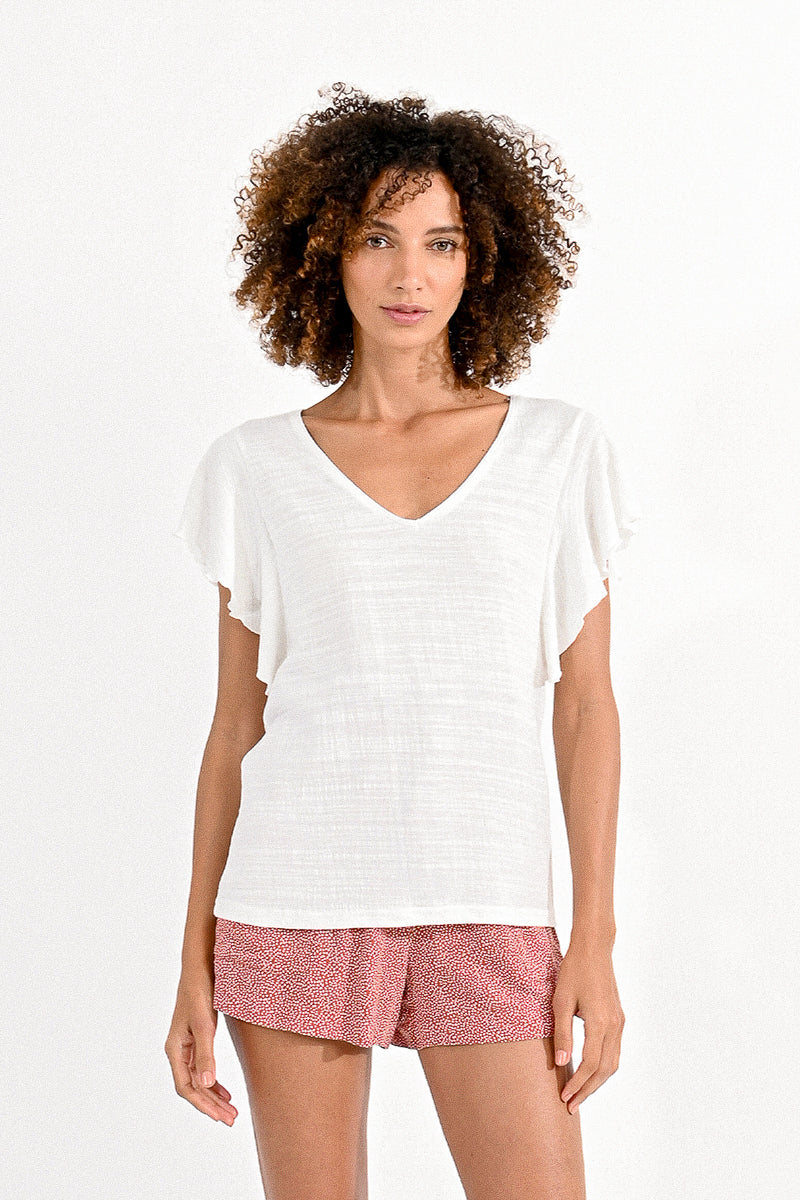 E1615CP Vneck Soft Tee White