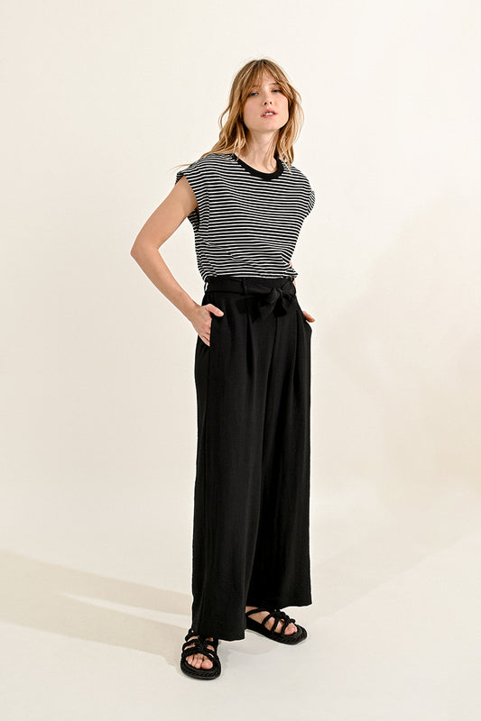 G900CP Wide Leg Pants w/Tie Black