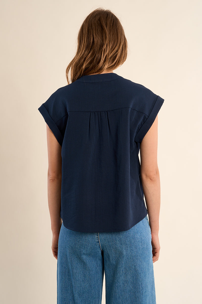 G941EP Woven Top Navy