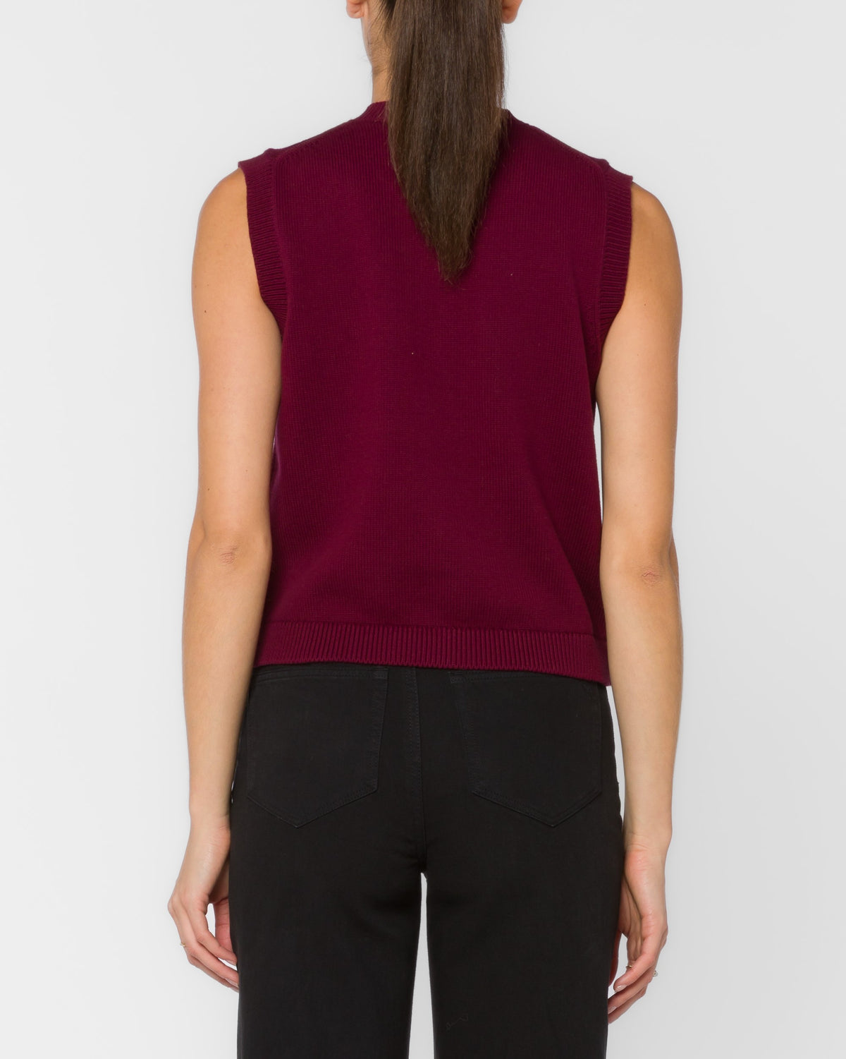 Gretchen Sweater Knit V-Neck - Dark Cherry