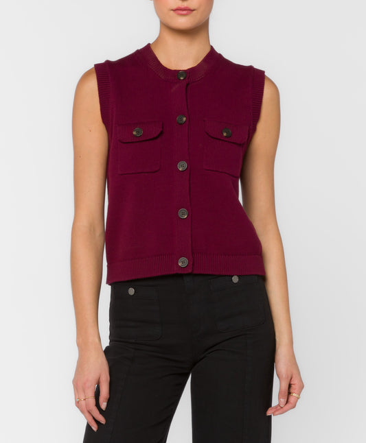 Gretchen Sweater Knit V-Neck - Dark Cherry