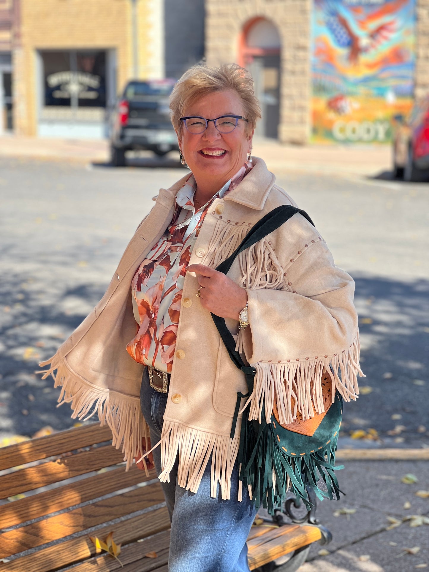 23672J Brushed Fringe Stud Jacket