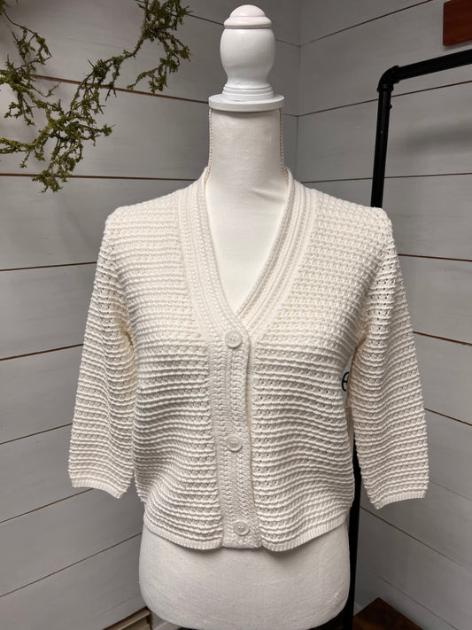 Elizabe Crochet Cardi - ivory