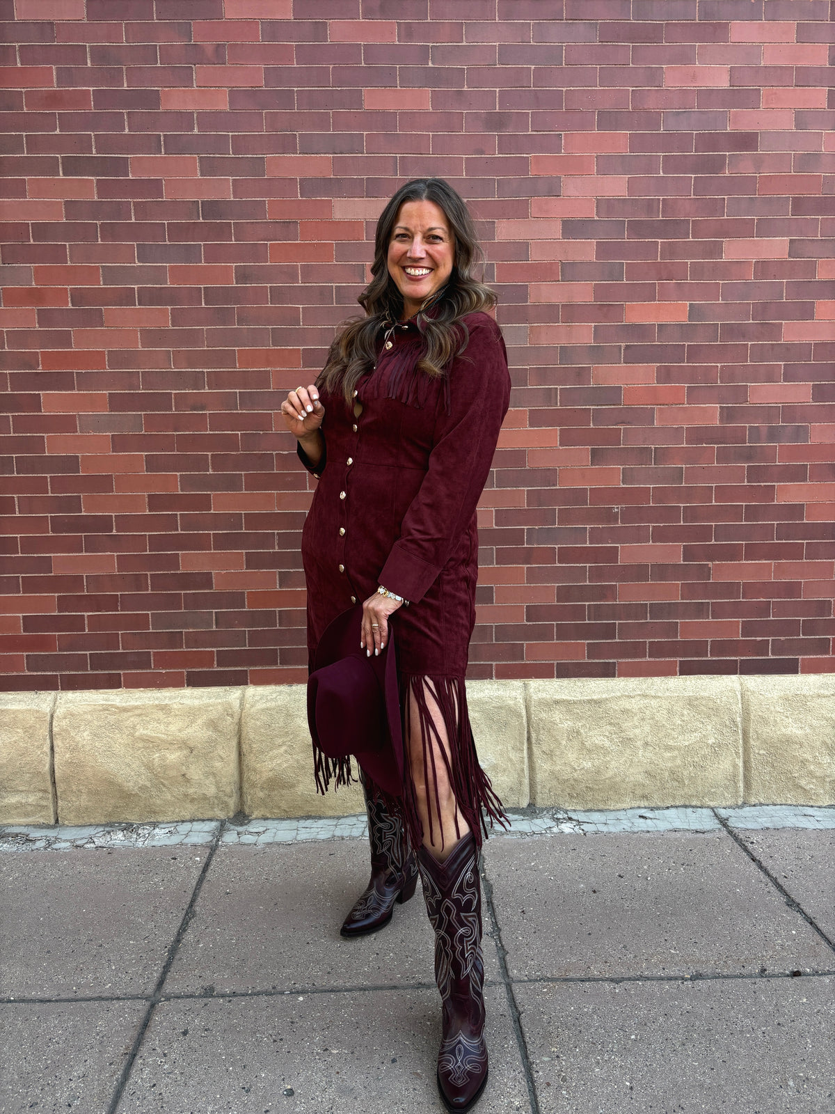 Button-down Fringed Midi Dress