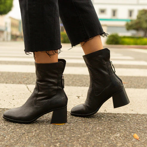 Island Black Leather Bootie