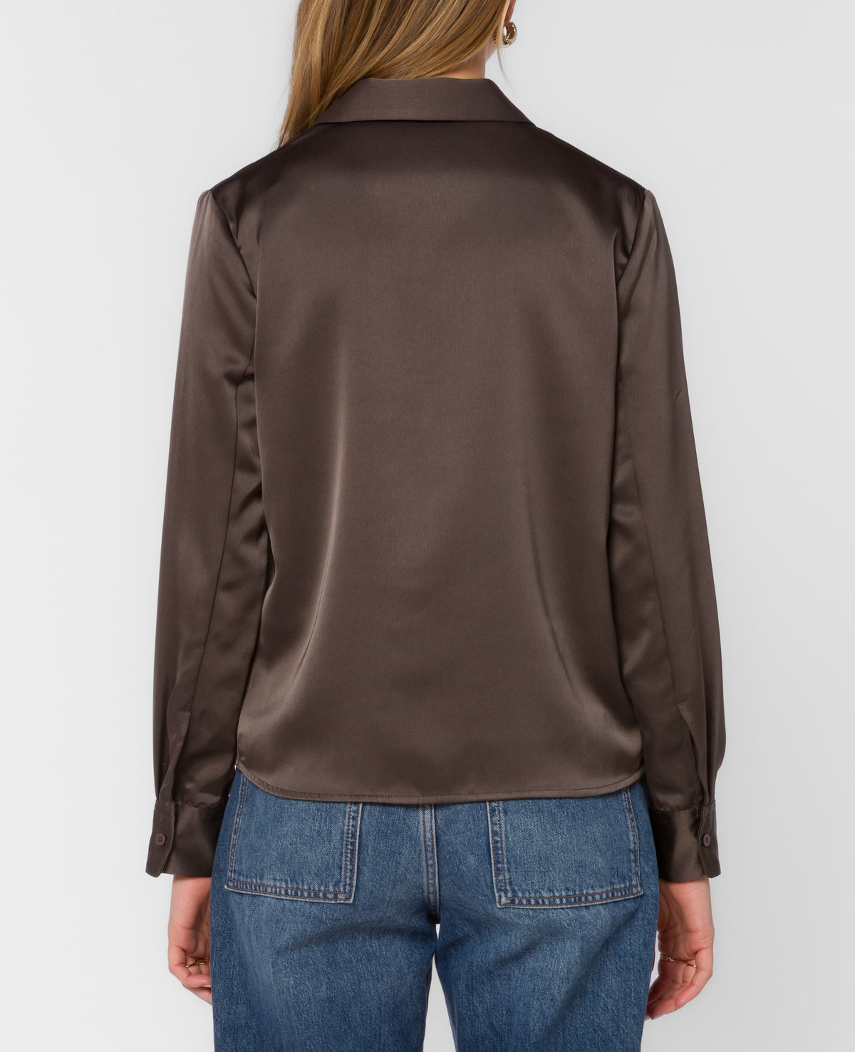 Kensley Long Sleeve Satin Top - Bronze