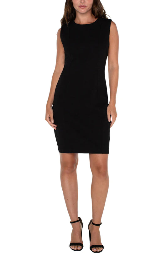 sleeveless sheath dress black