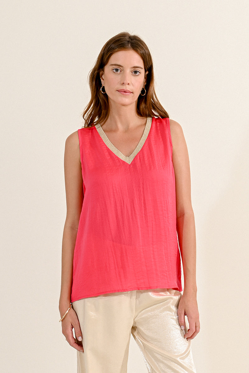 MWS115CP Woven Tank Top Coral