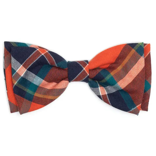 Plaid bowtie- Orange/ Navy