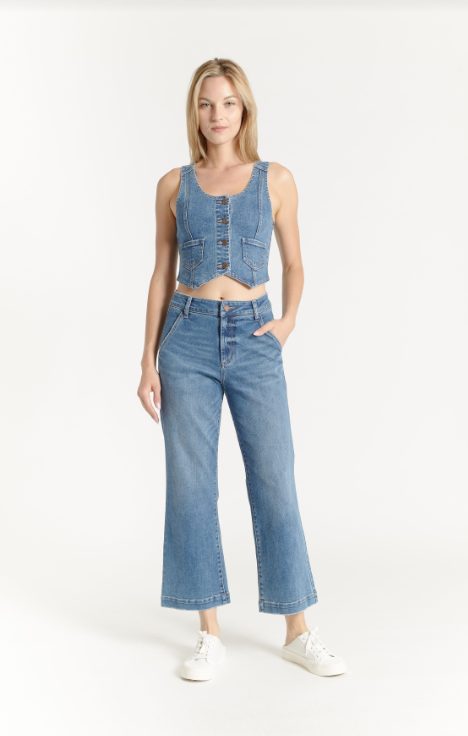 T0149-CA Button Front Denim Vest