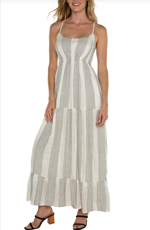 racer back tiered maxi dress w/smocking