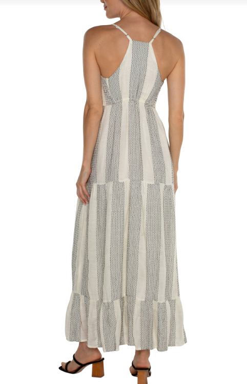 racer back tiered maxi dress w/smocking