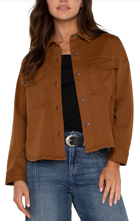 cropped shirt jacket jasper brown