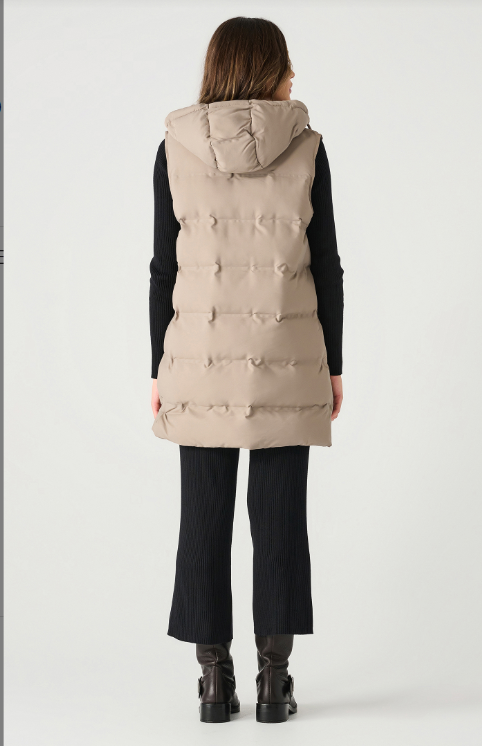 2429005 Hooded Puffer Vest Taupe