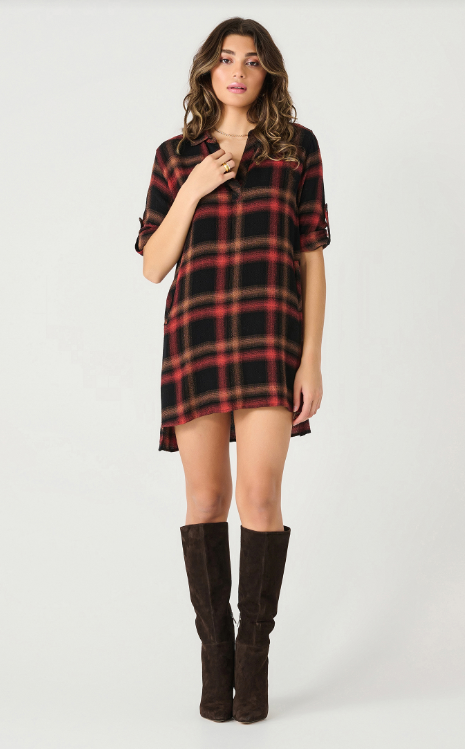 LS Roll Tab Shirt Dress