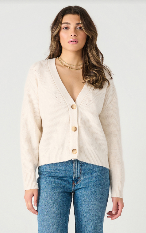 LS Button Front Cardigan Sea Salt Melange