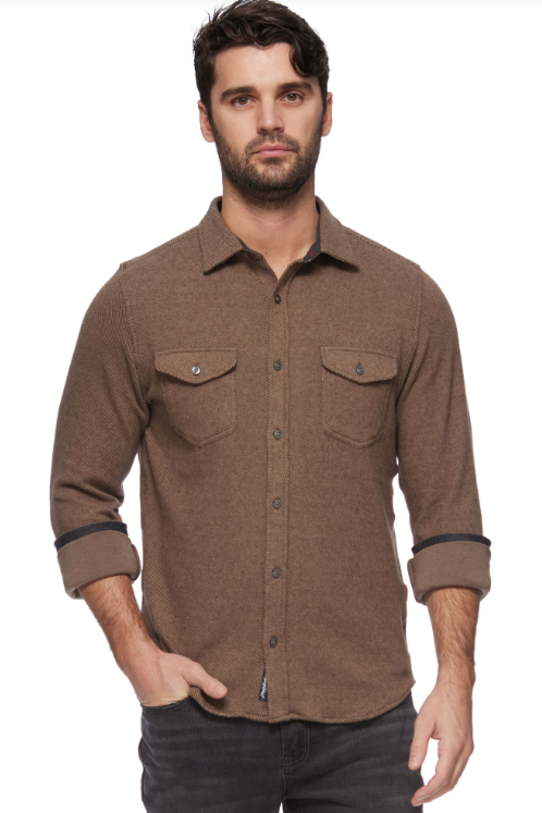 M-FA24WS2174 Hero Solid Twill Knit Flannel Shirt