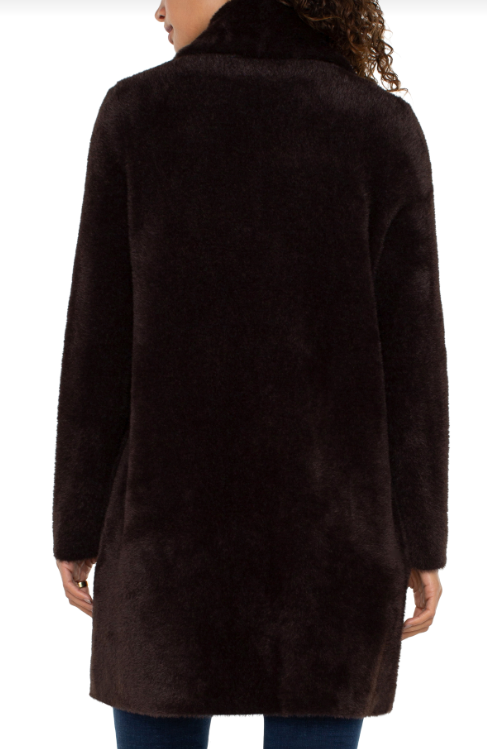 ls open front shawl sweater coat mink